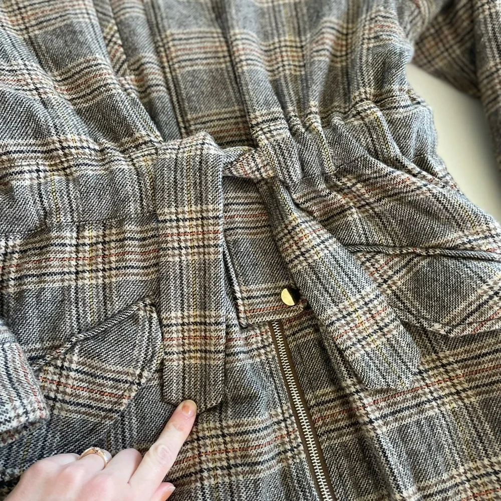 ba&sh Cox Marron Lady Coat Hooded Size 2 Us 8 Plaid Belted Wool blend - Picture 4 of 13